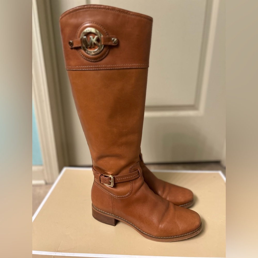 Michael Kors Tan Leather Riding Boots - Picture 4 of 16